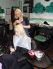 Emma bleaching a clients hair